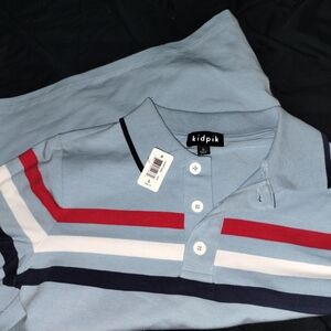 kidpik Blue and Red Striped Polo Shirt